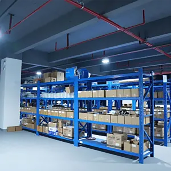 Congrind factory warehouse with organized spare parts inventory for 24-48h rapid dispatch to distributors.